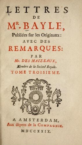 Tapa de Lettres de Mr. Bayle