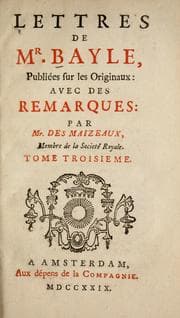 Tapa de Lettres de Mr. Bayle