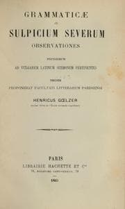 Tapa de Grammaticae in Sulpicium Severum observationes potissimum ad vulgarem latinum sermonem pertinentes