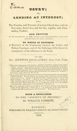 Tapa de Usury, or, lending at interest
