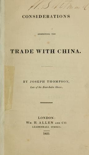Tapa de Considerations respecting the trade with China
