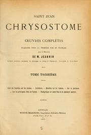 Tapa de Oeuvres complétes de Saint Chrysostome