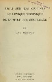 Tapa de Essai sur le origines du lexique technique de la mystique musulmane
