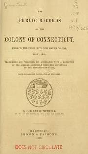 Tapa de The public records of the Colony of Connecticut ...