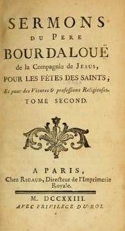 Tapa de Sermons du Pere Bourdalouë