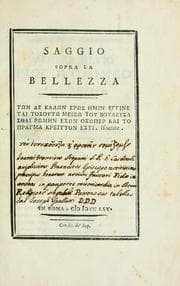 Tapa de Saggio sopra la bellezza