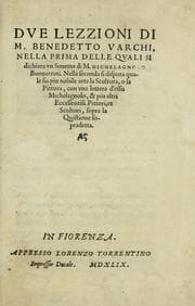 Tapa de Dve lezzioni di M. Benedetto Varchi