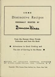 Tapa de Some Distinctive Recipes Personally Selected by Duncan Hines