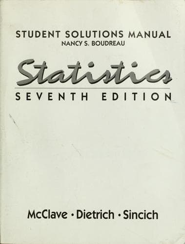 Tapa de Student solutions manual, Statistics, seventh edition