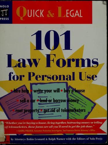 Tapa de 101 law forms for personal use