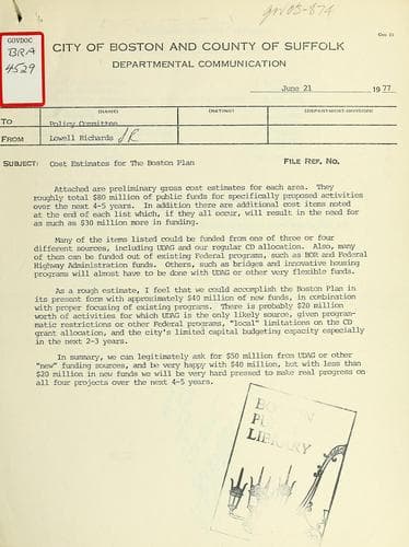 Tapa de Cost estimates for the Boston plan