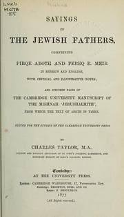Tapa de The sayings of the Jewish Fathers