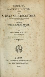 Tapa de Homélies, discours et lettres choisis de S. Jean Chrysostôme