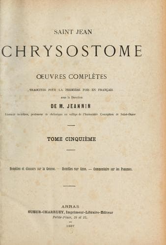 Tapa de Oeuvres complétes de Saint Chrysostome