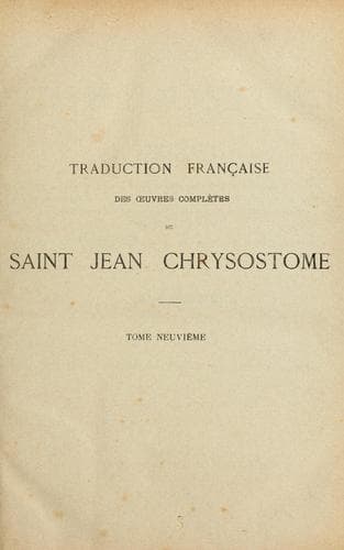 Tapa de Oeuvres complétes de Saint Chrysostome