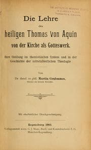 Tapa de Die Lehre des heiligen Thomas von Aquin von der Kirche als Gotteswerk