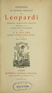 Tapa de Poésies et oeuvres morales de Leopardi
