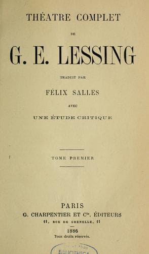 Tapa de Théâtre complet de G. E. Lessing