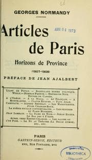 Tapa de Articles de Paris, horizons de province (1907-1908)