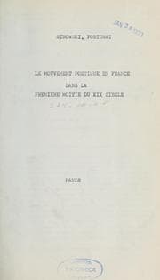 Tapa de Le Mouvement poétique en France dans la première moitié du XIXe siècle