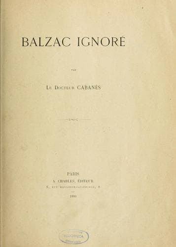 Tapa de Balzac ignoré