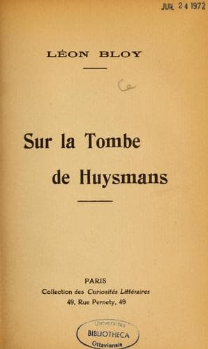 Tapa de Sur la tombe de Huysmans