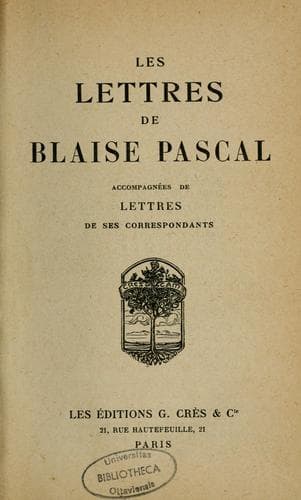 Tapa de Les lettres de Blaise Pascal