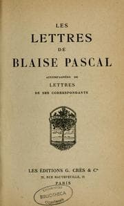 Tapa de Les lettres de Blaise Pascal