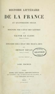 Tapa de Histoire littéraire de la France au quatorzième siècle