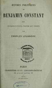 Tapa de Oeuvres politiques de Benjamin Constant