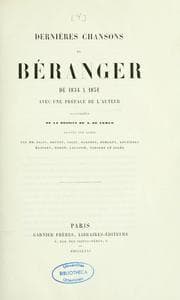 Tapa de Dernières chansons de Béranger de 1834 à 1851