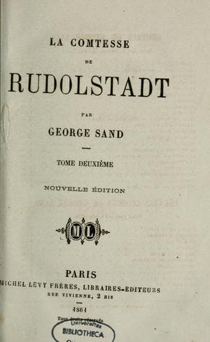 Tapa de La comtesse de Rudolstadt