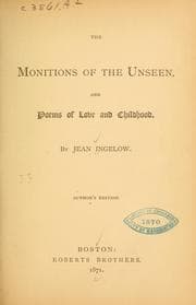 Tapa de The monitions of the unseen, and poems of love and childhood