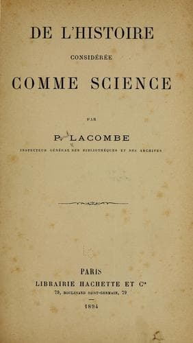 Tapa de De l'histoire considérée comme science