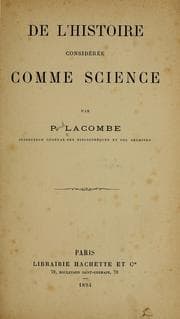 Tapa de De l'histoire considérée comme science