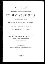 Tapa de Address before the select committee of the Legislative Assembly, appointed to inquire into the management of the University of Toronto, in opening the defence on behalf of University College