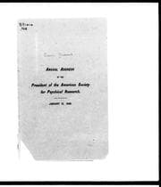 Tapa de Annual address of the president of the American Society for Psychical Research, January 12, 1886