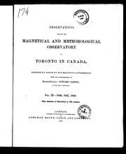 Tapa de Observations made at the Magnetical and Meteorolgical Observatory at Toronto in Canada