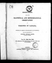 Tapa de Observations made at the Magnetical and Meteorolgical Observatory at Toronto in Canada