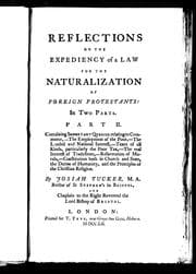 Tapa de Reflections on the expediency of a law for the naturalization of foreign Protestants