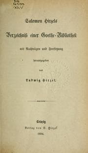 Tapa de Verzeichnisz einer Goethe-Bibliothek