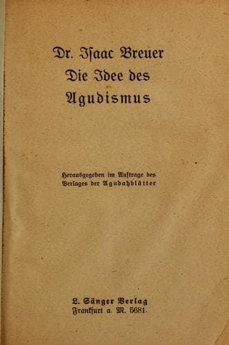 Tapa de Die Idee des Agudismus