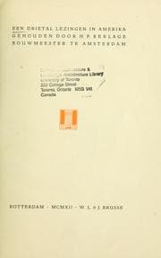Tapa de Een drietal lezingen in Amerika, gehouden door H.P. Berlage