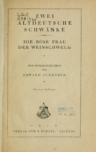 Tapa de Zwei altdeutsche Schwänke