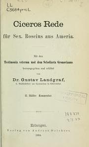 Tapa de Rede für Sex. Riscius aus Ameria; mit den Testimonia veterum und dem Scholiasta Gronovianus