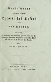 Tapa de Vorlesungen über eine künftige Theorie des Opfers oder des Kultus