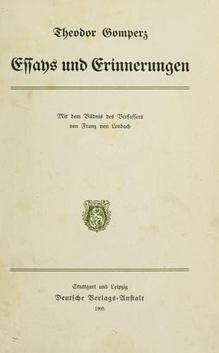 Tapa de Essays und Erinnerungen