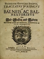 Tapa de Tractatus juridicus de balneis ac balneatoribus (Von Bad-stuben und Badern) secundum leges et instituta romanorum ac usum hodiernum