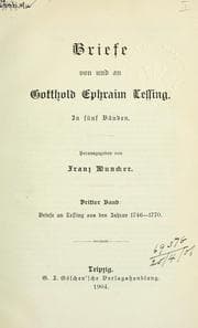 Tapa de Briefe von und an Gotthold Ephraim Lessing