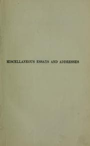 Tapa de Miscellaneous essays and addresses